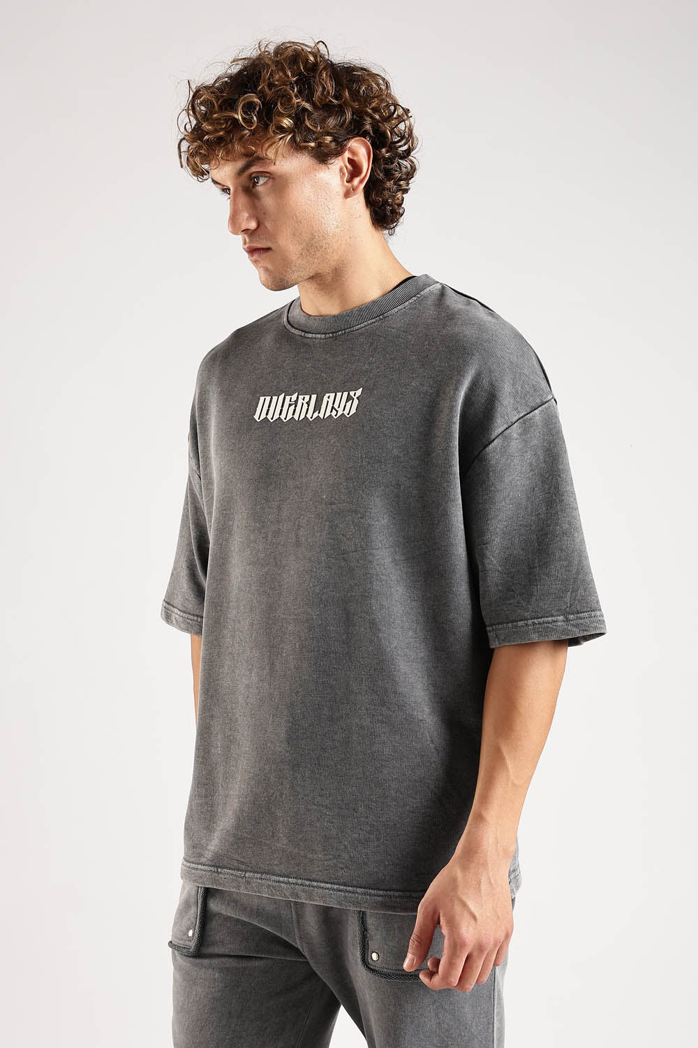 Chase Grey Distressed Heavy Weight Oversized Fit T-Shirt - Image 12