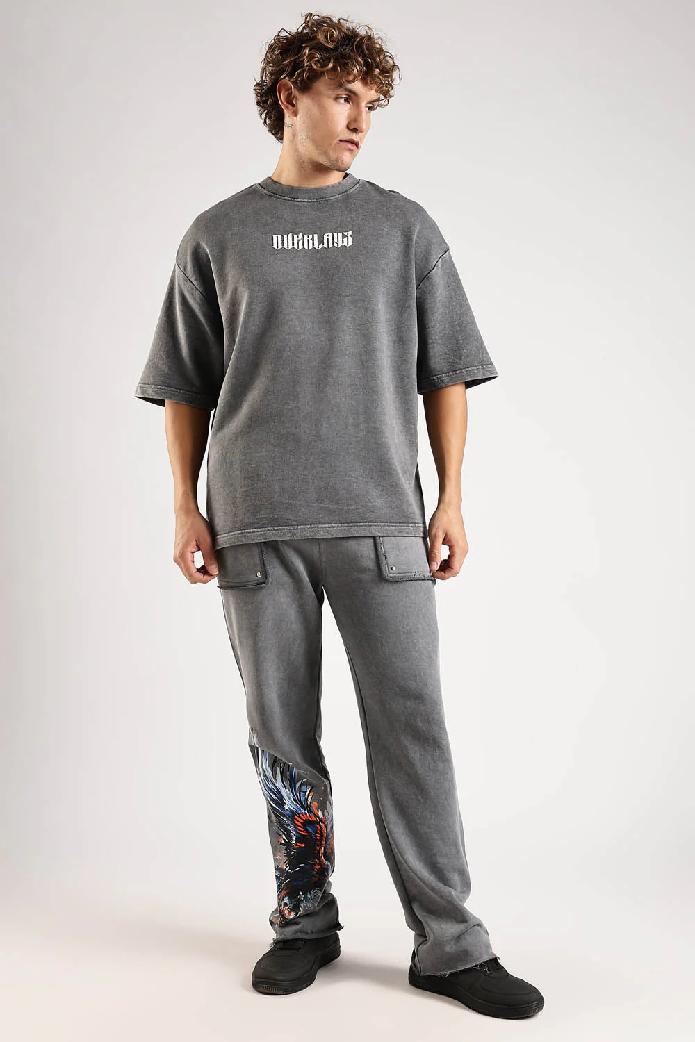 Chase Grey Distressed Heavy Weight Oversized Fit T-Shirt - Image 7