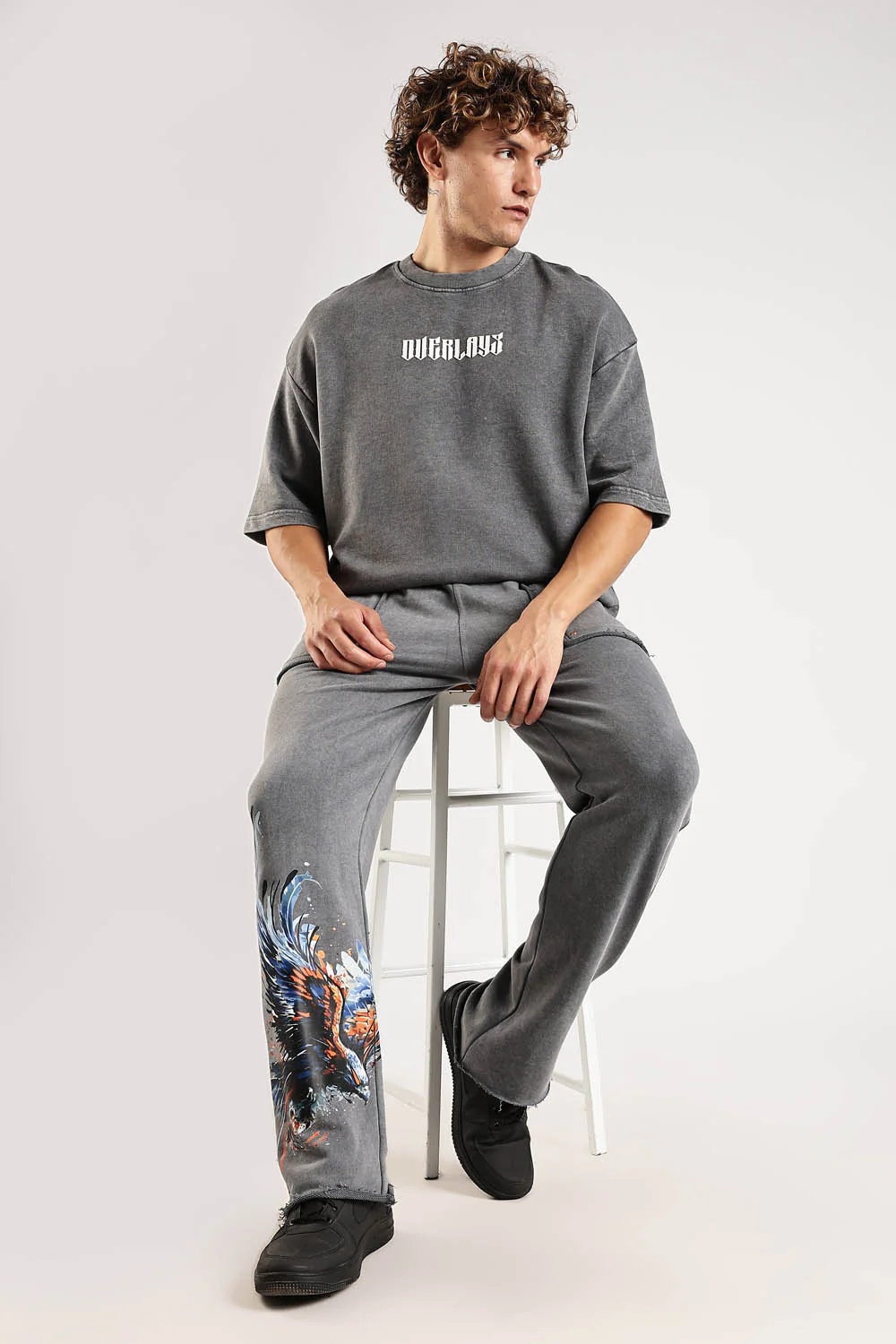 Chase Grey Distressed Heavy Weight Oversized Fit T-Shirt - Image 8