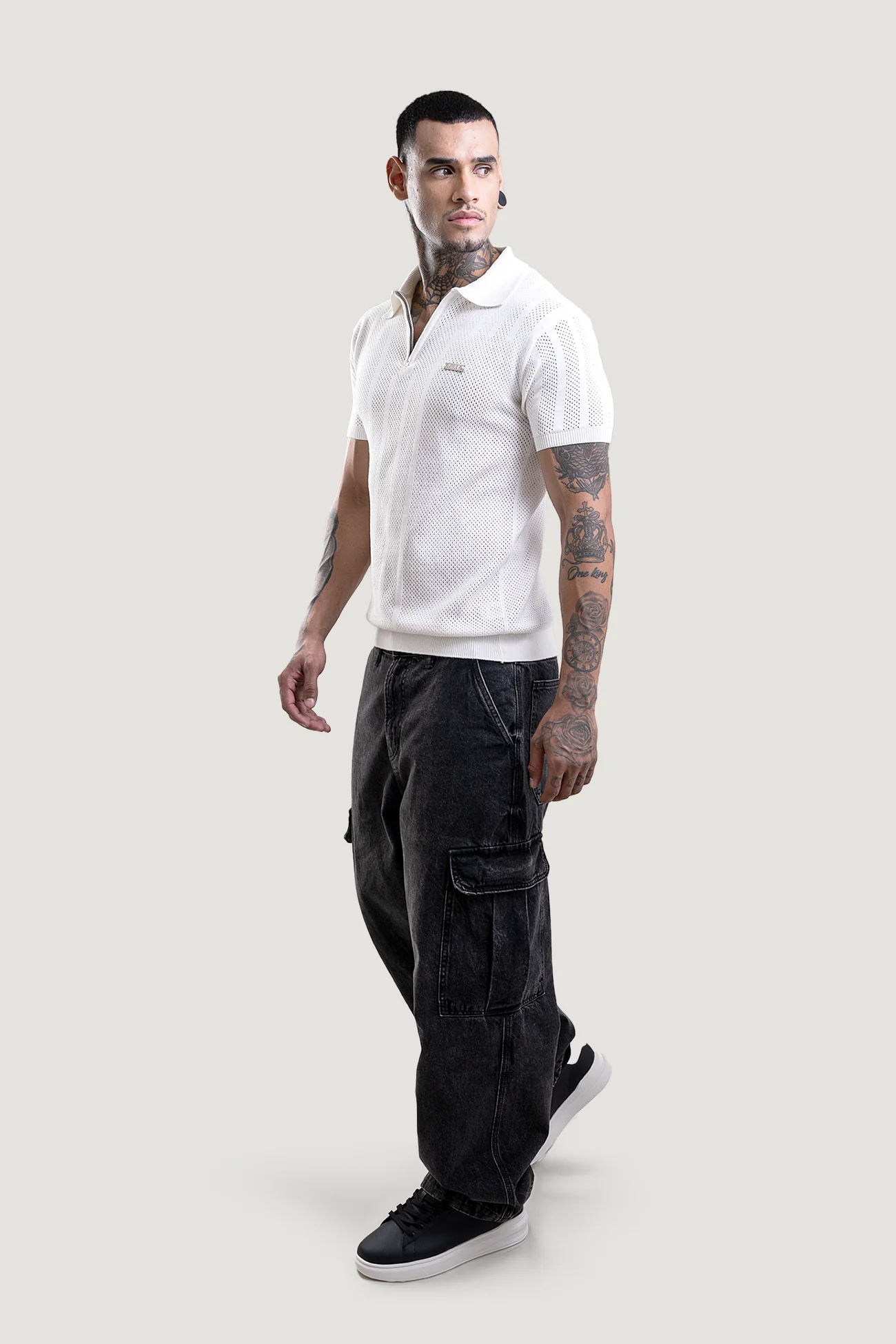 Opal White Textured Polo T-Shirt - Image 4